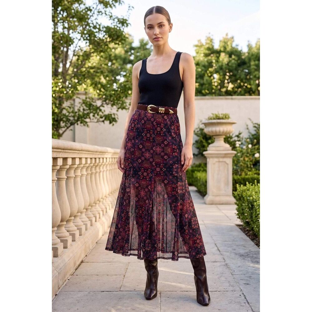 Johnny Was Sz 20 XXL Brandi multi-panel gored ethereal tapestry boho fall skirt